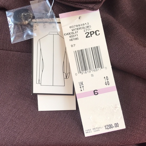 Brand New Le Suit Brown 2-pc Skirt Suit with Scarf - Picture 3 of 16